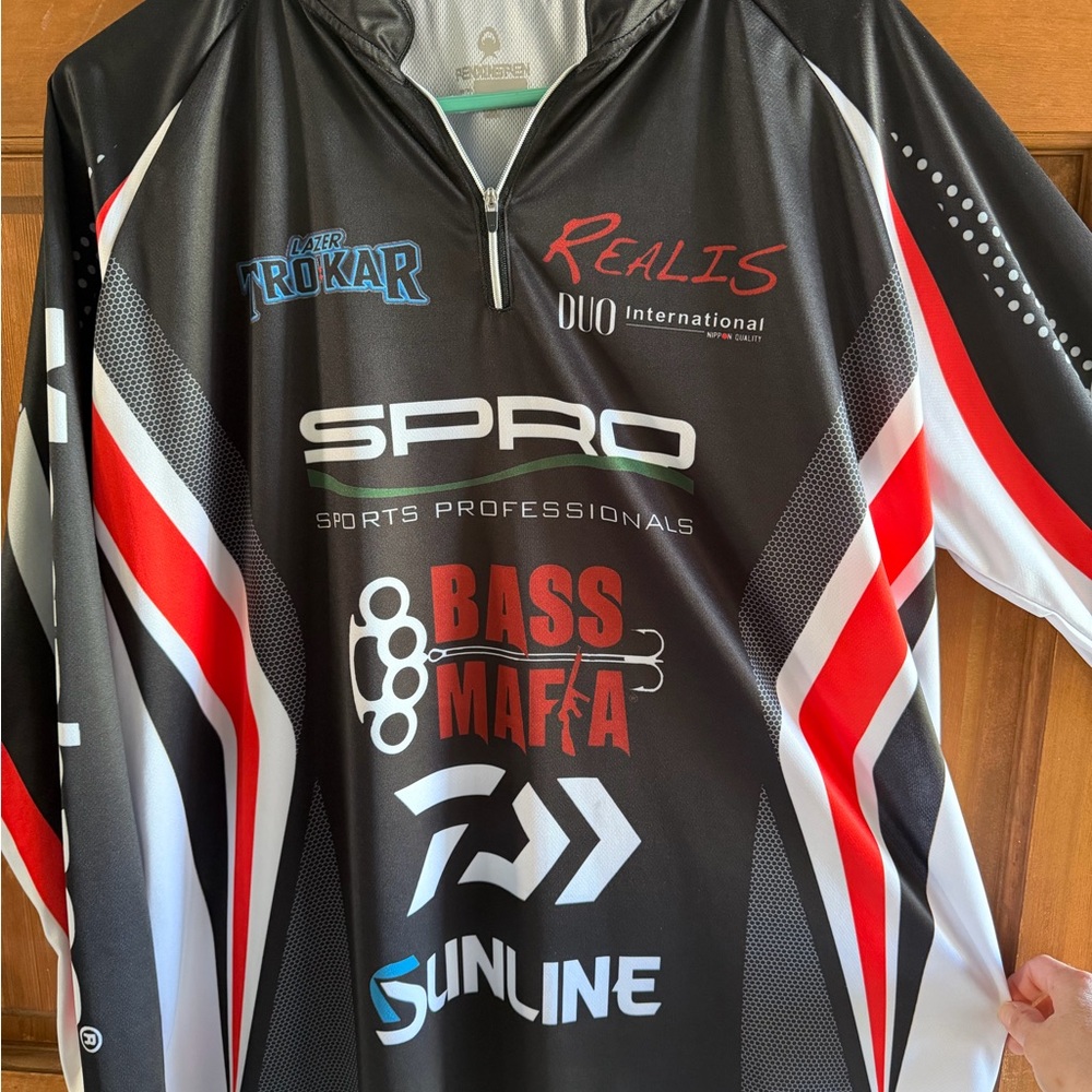 SPRO Black Red White Bass Mafia Fishing Jersey